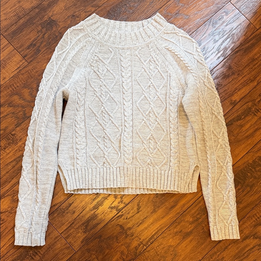 GAP Grey Cable Knit Sweater 100% Cotton Size XS